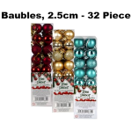 Christmas Tree Polished Décor Balls, 32 Piece, 25mm